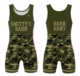 Smitty's Wresting Barn Sublimated Men's Singlet - Barn Army (Design 1)