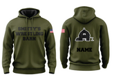 Smitty's Wrestling Barn Sublimated Army Green Hoodie (Design 2)