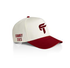 Family Ties Two-Tone Snapback Hat – Natural/Cardinal