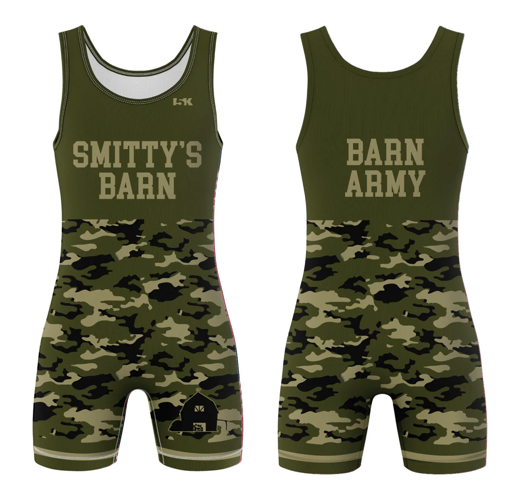 Smitty's Wresting Barn Sublimated Men's Singlet - Barn Army (Design 1)